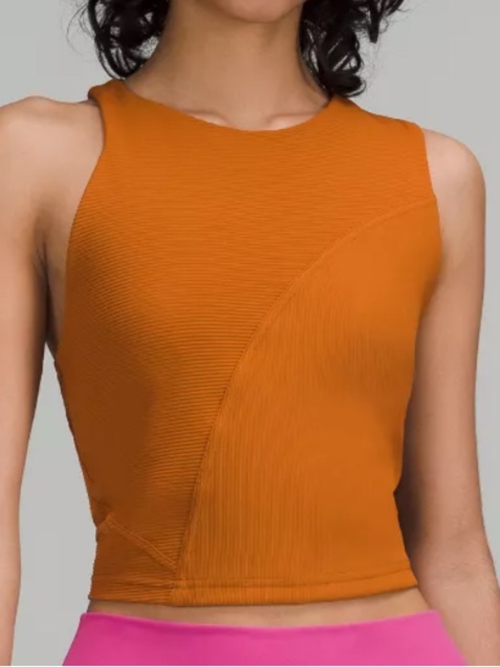 Lululemon Butternut Ribbed Asymmetrical Padded Yoga Tank Top Size 8